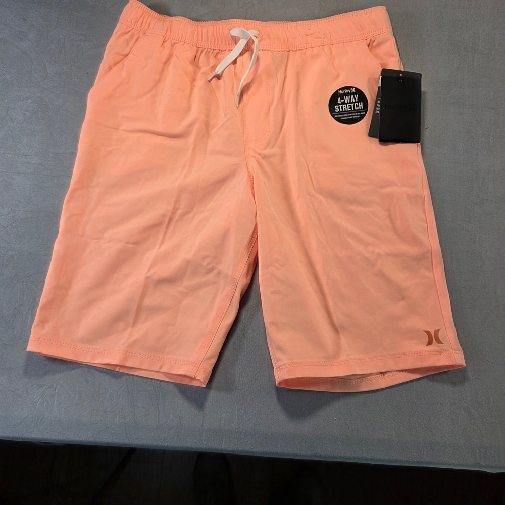 Hurley‎ Boys Hybrid Shorts Sunset Glow Orange 4-Way Stretch Size Large